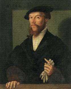 Der junge Johannes Calvin, Öl auf Holz, 16. Jhdt., Künstler unbekannt, Eigent.: Wallon.-Niederl.Gemeinde Hanau. Quelle http://www.hugenottenmuseum.de/hugenotten/bildergalerien/calvin/04-calvin-16jh-hanau-wallonische-gemeinde.php