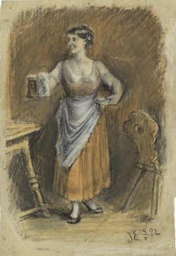 Wien Museum, Inventarnummer HMW 214444/16; Josef Engelhart (Künstler), Kellnerin, 1882, Wien Museum Inv.-Nr. 214444/16, CC0 (https://sammlung.wienmuseum.at/objekt/9893/)